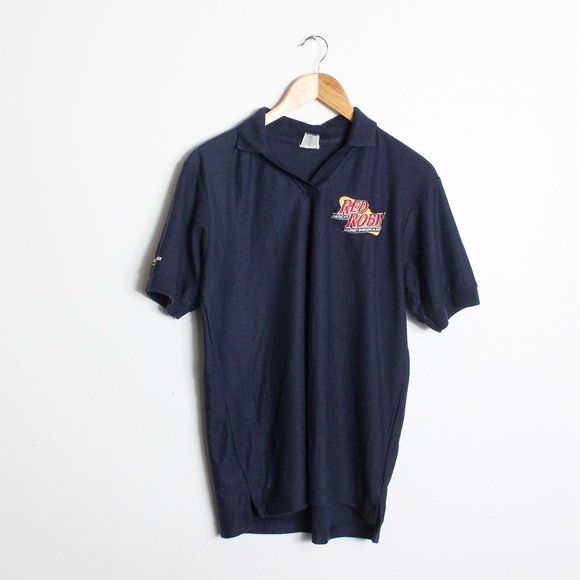 Red Robin Shirt Womens Blue Employee Uniform Burgers - Picture 1 of 6